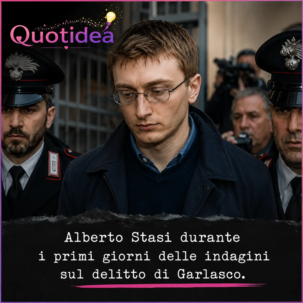Alberto Stasi durante i primi giorni delle indagini sul delitto di Garlasco.