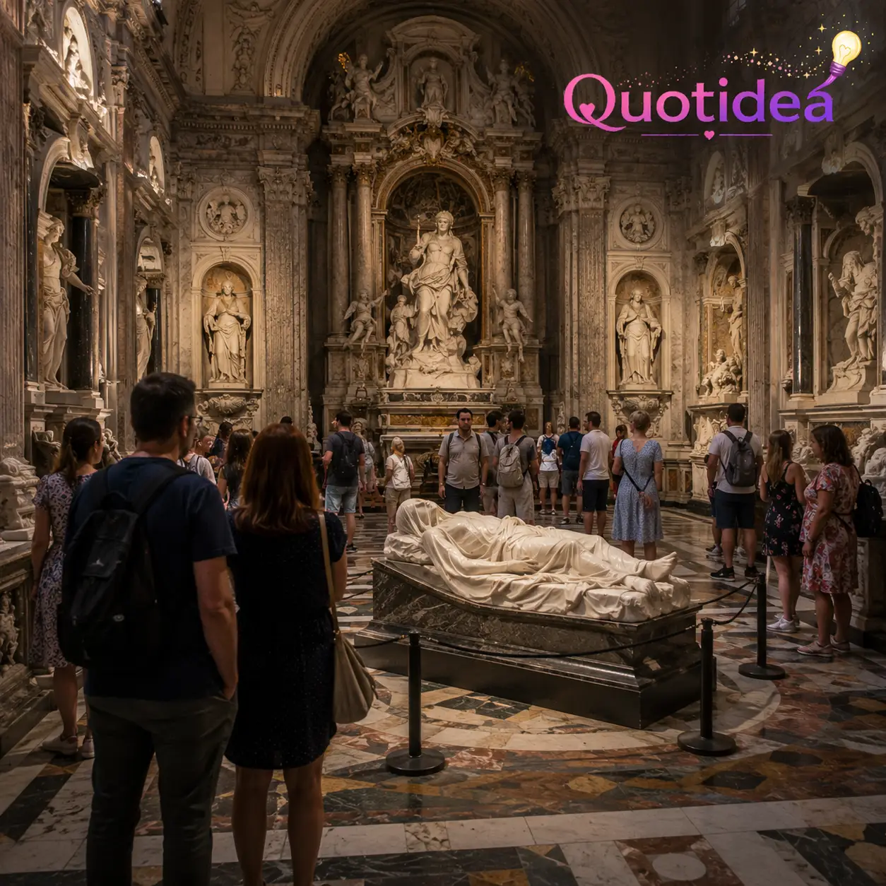Visitatori all'interno della Cappella Sansevero a Napoli