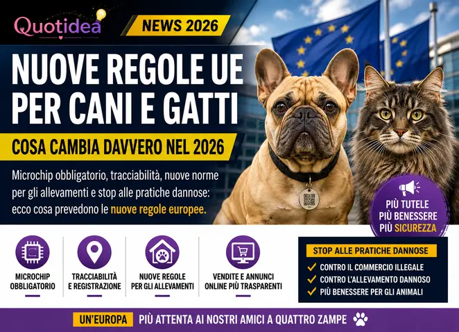 Nuove regole UE per cani e gatti nel 2026 su microchip, tracciabilità e allevamenti