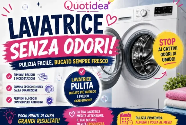 Lavatrice senza odori con consigli per eliminare residui, sporco e cattivi odori dalla guarnizione e dal cassetto del detersivo.