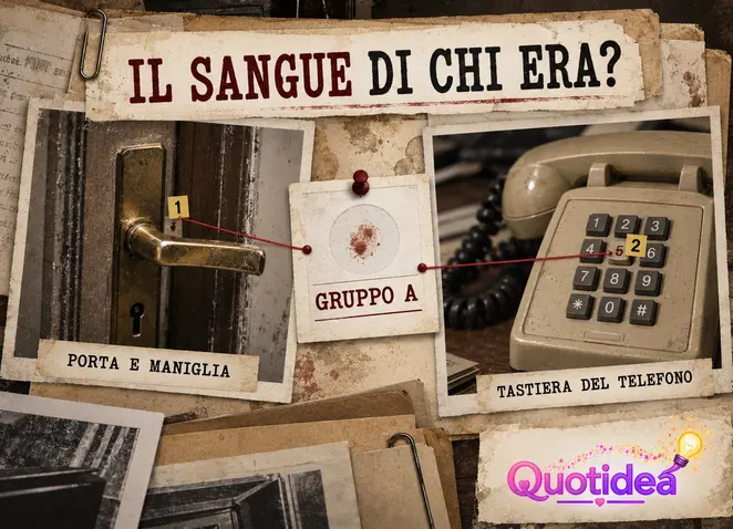 Illustrazione sulle tracce di sangue rinvenute sul telefono e sulla porta nel delitto di Via Poma