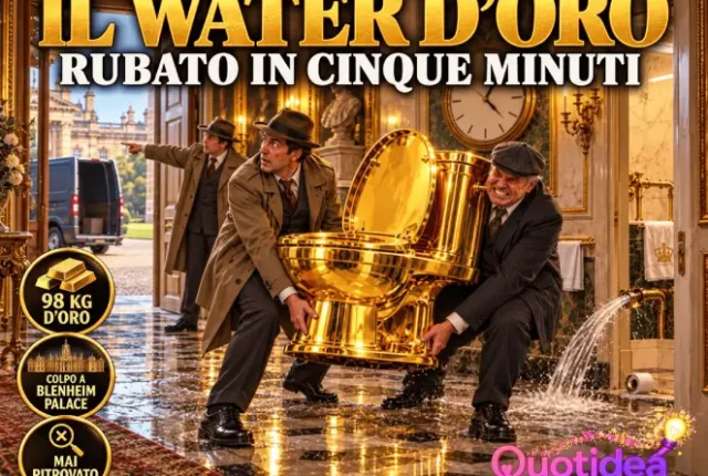 Due ladri trasportano il water d’oro rubato a Blenheim Palace mentre un complice indica il furgone